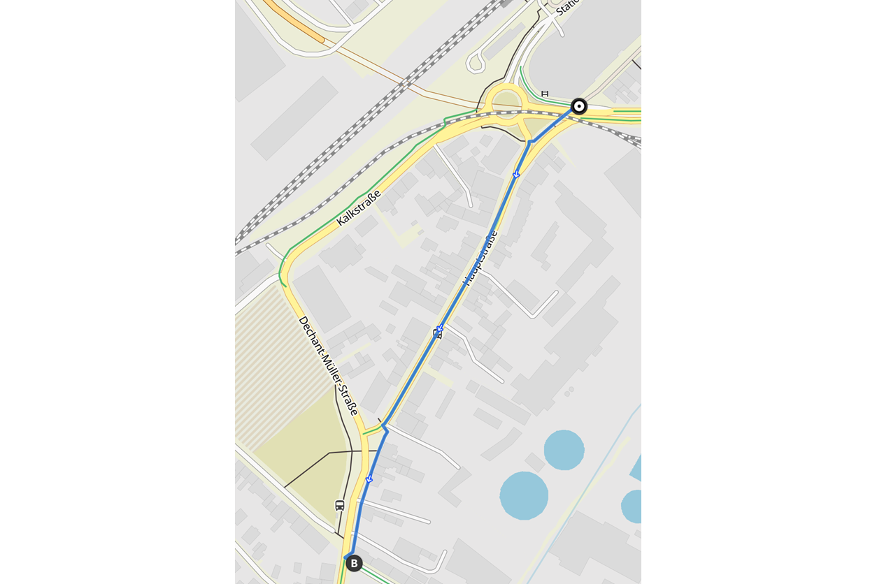 Abb2_Karte zur bisherigen wenig verkehrssicheren Fahrradroute vom Driescher Kreisel nach Gronau Abb2_Karte zur bisherigen wenig verkehrssicheren Fahrradroute vom Driescher Kreisel nach Gronau