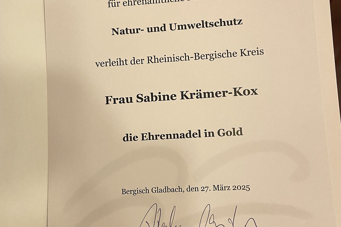 Die Urkunde des RBK